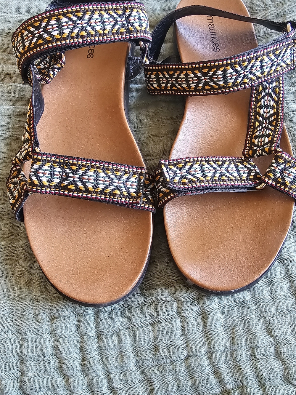 Maurices Tan and Black Woven-Strap Sandals